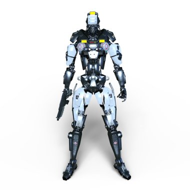 bir robot polis 3d cg render