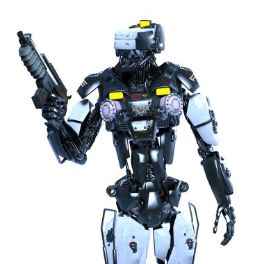 bir robot polis 3d cg render