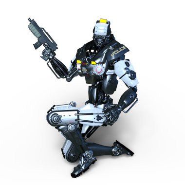 bir robot polis 3d cg render