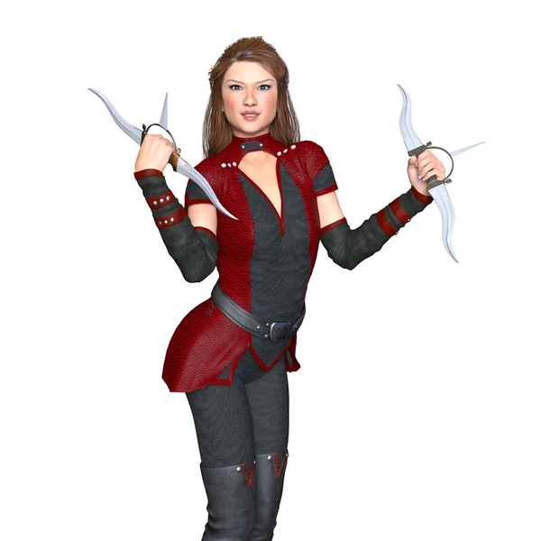 3D CG representación de un ninja femenino —  Fotos de Stock