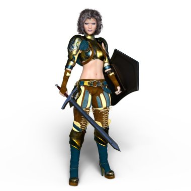 bir kadın şövalye 3d cg render