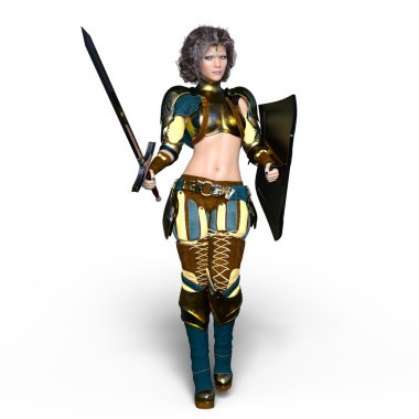 bir kadın şövalye 3d cg render