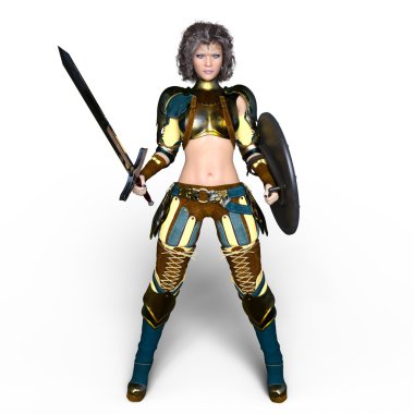 bir kadın şövalye 3d cg render