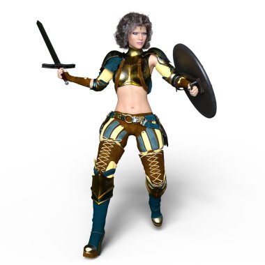 bir kadın şövalye 3d cg render