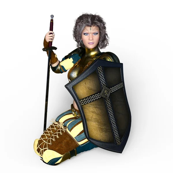 3D CG-рендеринг женщины-рыцаря — стоковое фото