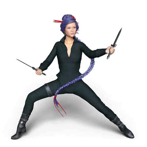 3D cg Darstellung eines weiblichen Ninjas — Stockfoto