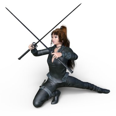 bir erkek ninja 3d cg render