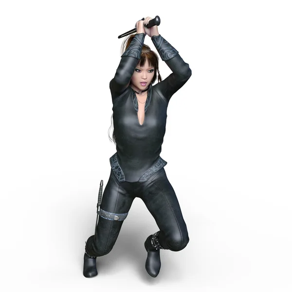 3D rendu 3D d'un ninja féminin — Photo