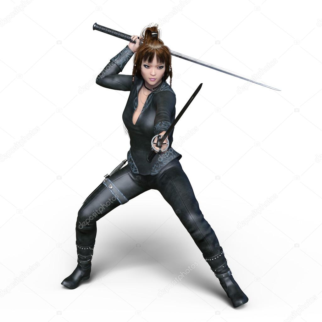 a female ninja fighting