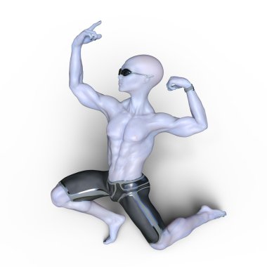 3d cg işleme kaslı bir yabancı