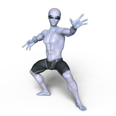 3d cg işleme kaslı bir yabancı