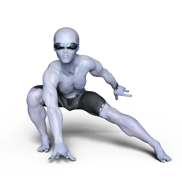 3D CG renderização de um alienígena muscular — Fotografia de Stock