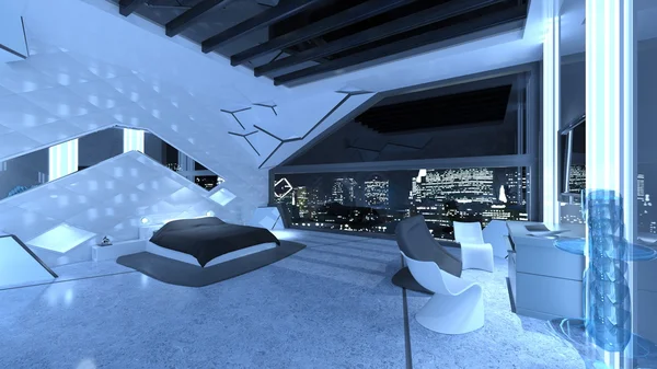 3D cg-rendering av sovrum — Stockfoto