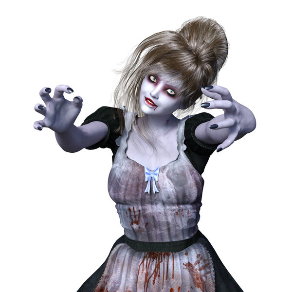 3D CG rendering of a female zombie