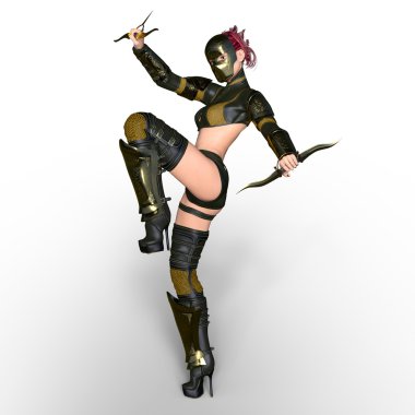 bir kadın şövalye 3d cg render