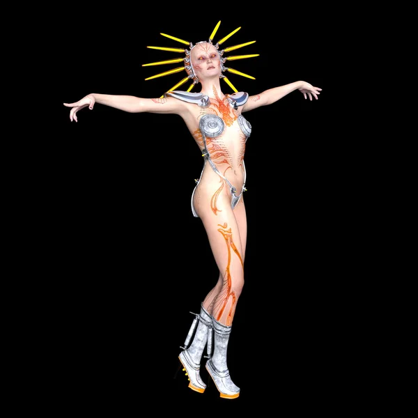 3D CG візуалізація жіночого андроїда — стокове фото
