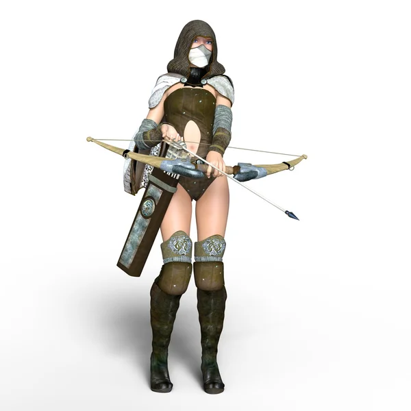 3D CG rendering of a female master archer — Stock Photo, Image