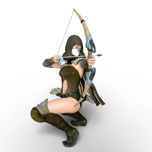 3D CG rendering of a female master archer — Stock Photo, Image