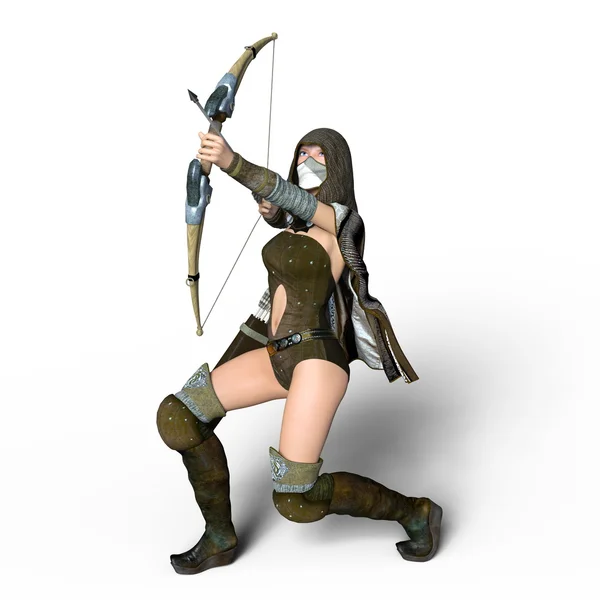 3D CG rendering of a female master archer — Stock Photo, Image