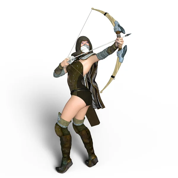 3D CG rendering of a female master archer — Stock Photo, Image