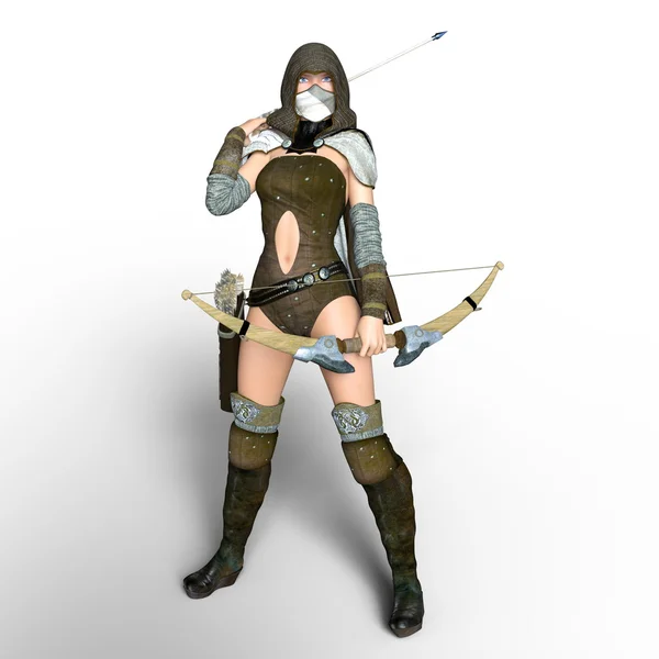 3D CG rendering of a female master archer — Stock Photo, Image