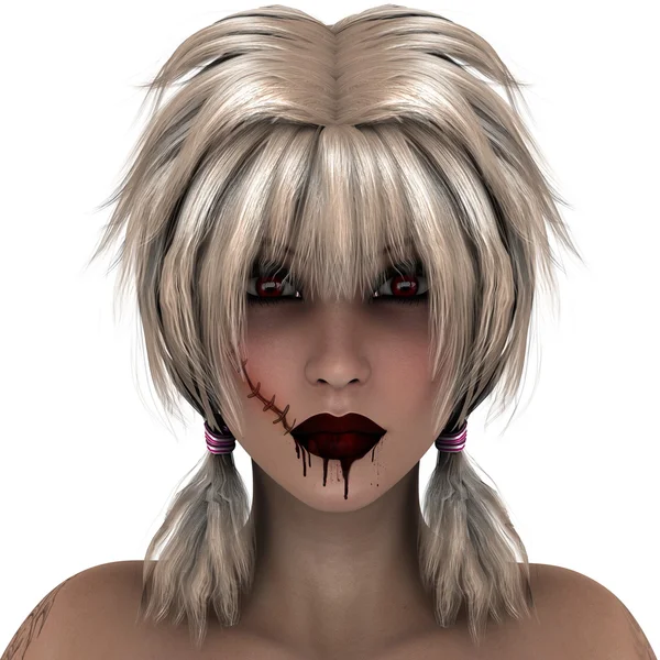 3D 3D rendu d'une femme qui a un maquillage d'horreur — Photo