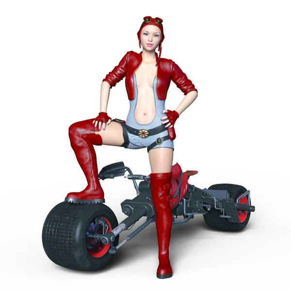 Renderowania 3D cg kobiet Rider — Zdjęcie stockowe