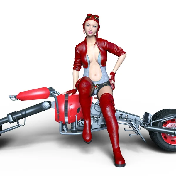 Renderowania 3D cg kobiet Rider — Zdjęcie stockowe