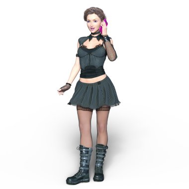 genç bir kadının 3d cg işleme