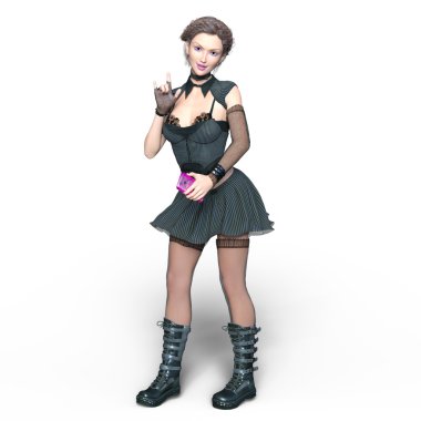 genç bir kadının 3d cg işleme