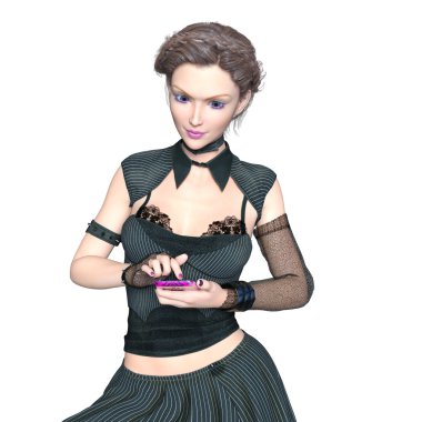 genç bir kadının 3d cg işleme