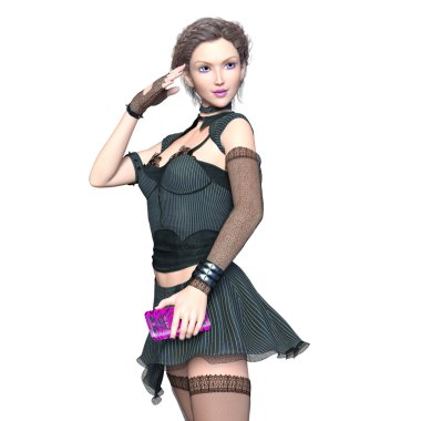 genç bir kadının 3d cg işleme