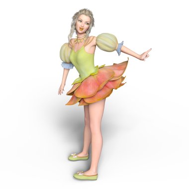 genç bir kadının 3d cg işleme