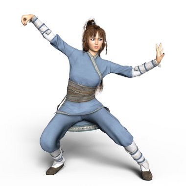 3d cg işleme bir Kung-fu kız