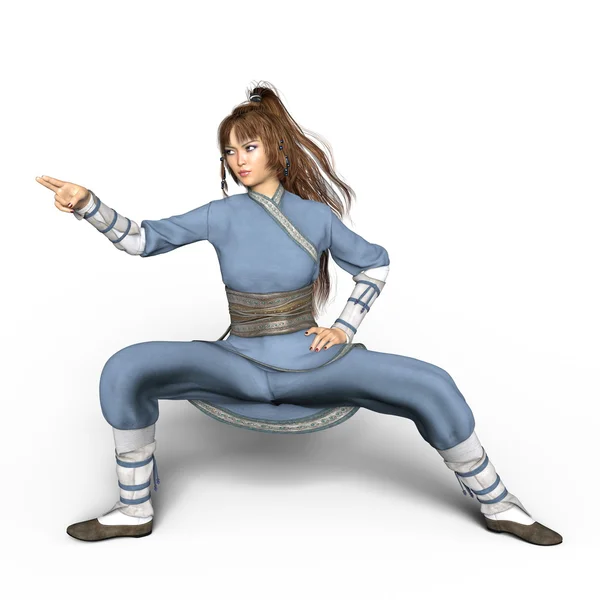 3D CG representación de una chica Kung-fu — Foto de Stock