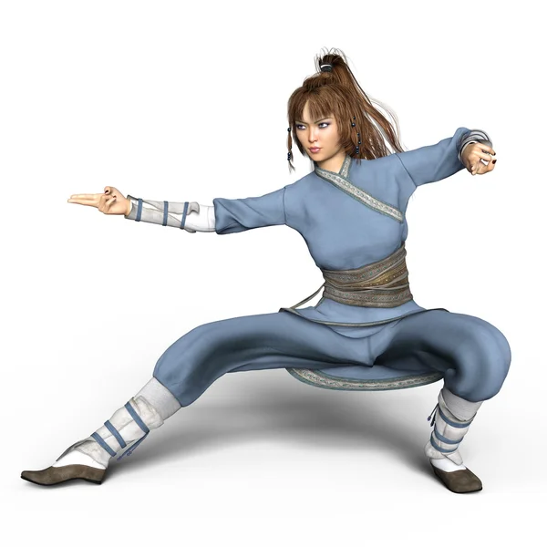 3D CG representación de una chica Kung-fu — Foto de Stock