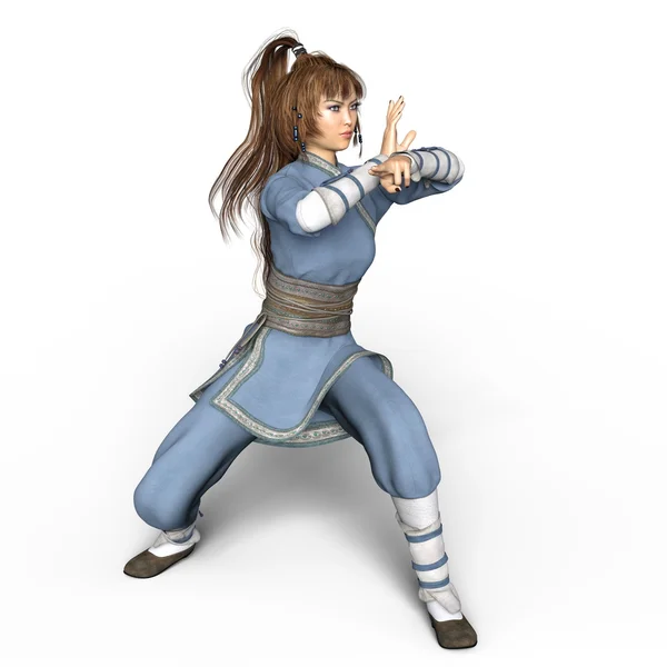 3D 3D rendu d'une fille de Kung-fu — Photo