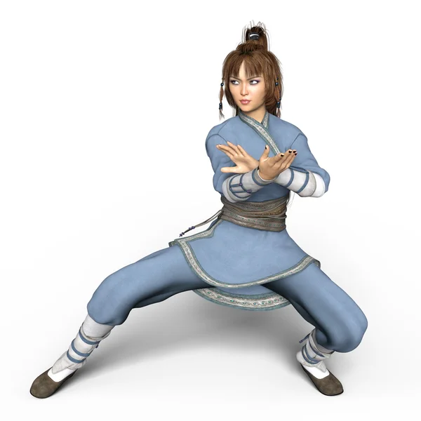 3D CG representación de una chica Kung-fu — Foto de Stock