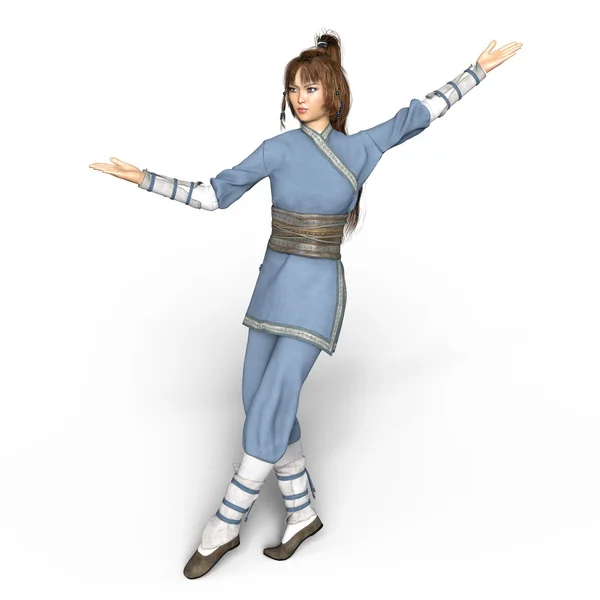 Rendering 3D CG di una ragazza Kung-fu — Foto Stock