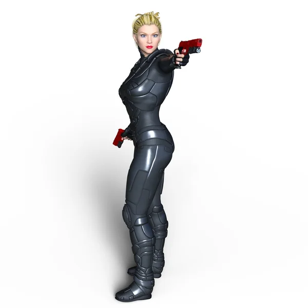 3D cg-rendering av en kvinnlig krigare — Stockfoto