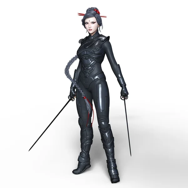 3D CG rendering of a female ninja — Stock Photo, Image