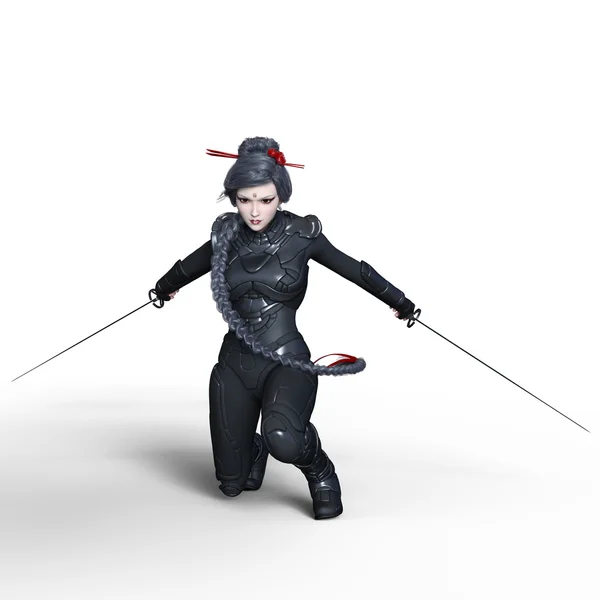 Απόδοσης 3D cg ενός γυναικείου ninja — Φωτογραφία Αρχείου
