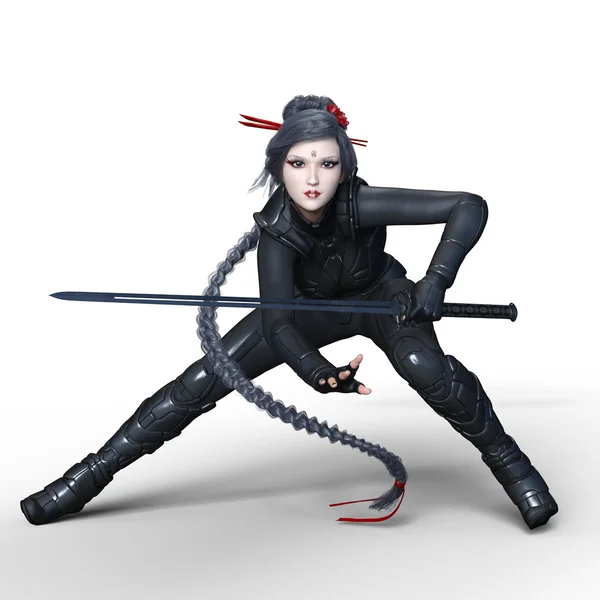 3D rendu 3D d'un ninja féminin — Photo