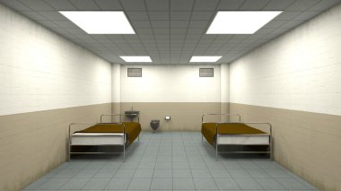 bir izolasyon odasının 3d cg render