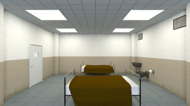 bir izolasyon odasının 3d cg render