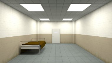 bir izolasyon odasının 3d cg render