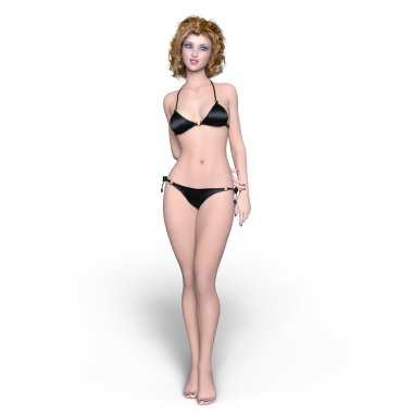 bir bikini kadının 3d cg işleme