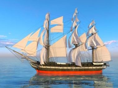 bir yelkenli tekne 3d cg render