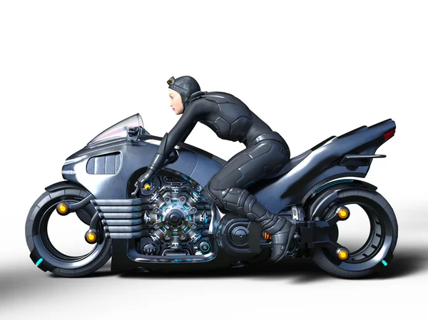 3D CG візуалізація жіночого гонщика — стокове фото
