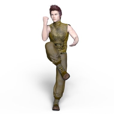 3d cg render bir Kung fu ustası